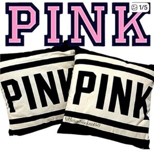 Pink Logo Victorias Secret 2  Matching Throw Pillows Rare HTF